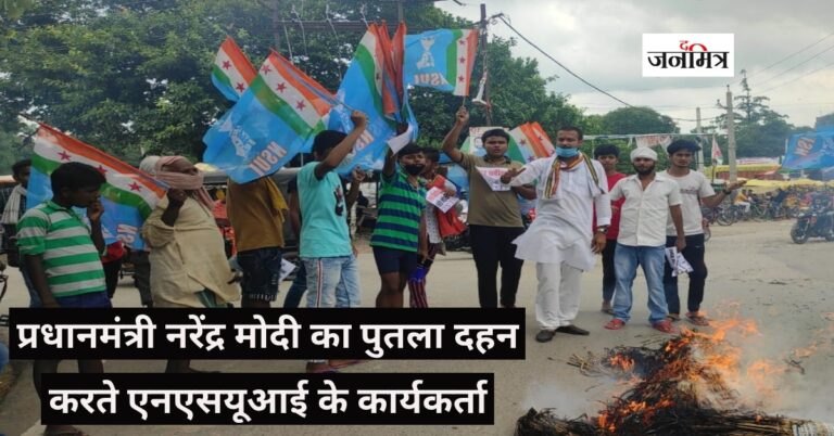 एनएसयूआई ने प्रधानमंत्री नरेंद्र मोदी का पुतला फूंका…