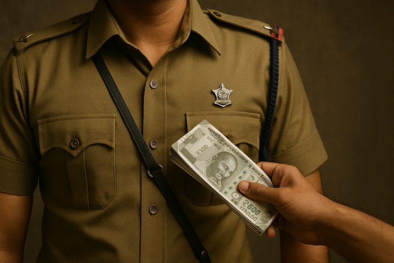 रिश्वत लेते पुलिसकर्मी रंगे हाथों गिरफ्तार